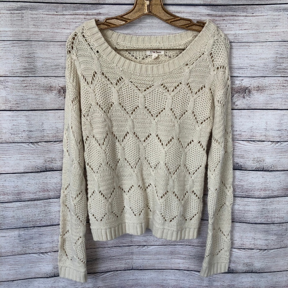 J.J. Basics Ivory Knit Sweater Size S